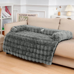 Calming Dog Bed Sofa Protector Pet Mat, Ultra Soft Plush Faux Fur Couch Cover for Dogs, Cozy Anti-Slip Blanket Bed Pad, Comfortable Washable Pet Sleeping Mat for Small Medium Large Dogs
