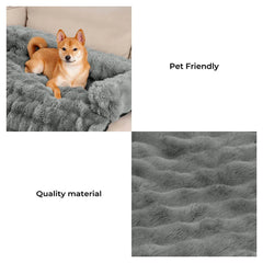 Calming Dog Bed Sofa Protector Pet Mat, Ultra Soft Plush Faux Fur Couch Cover for Dogs, Cozy Anti-Slip Blanket Bed Pad, Comfortable Washable Pet Sleeping Mat for Small Medium Large Dogs