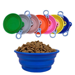 Dog Bowl Pet Collapsible Bowl with Carabiner, Portable Silicone Pet Feeding Water Bowl for Dogs Cats, Foldable Travel Bowl for Walking Hiking Camping Traveling