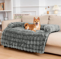 Calming Dog Bed Sofa Protector Pet Mat, Ultra Soft Plush Faux Fur Couch Cover for Dogs, Cozy Anti-Slip Blanket Bed Pad, Comfortable Washable Pet Sleeping Mat for Small Medium Large Dogs
